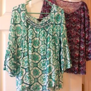 2 smocked petite tops, Kim Rogers and New Directions, gently used